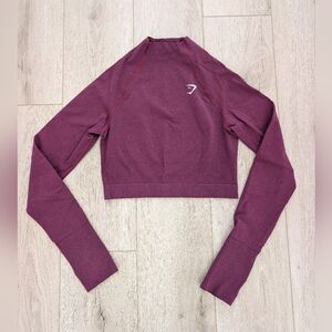 Gymshark Vital Seamless High Neck L/S Crop Top Burgundy 